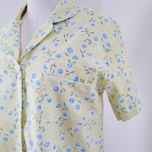 *Free With Purchase* 90s waffle t-shirt pyjama blouse pj's button down - Picture 11 of 13